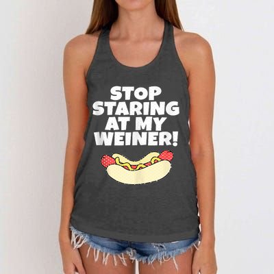 Adult Humor Funny Hot Dog Women's Knotted Racerback Tank