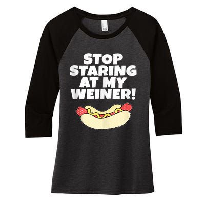 Adult Humor Funny Hot Dog Women's Tri-Blend 3/4-Sleeve Raglan Shirt