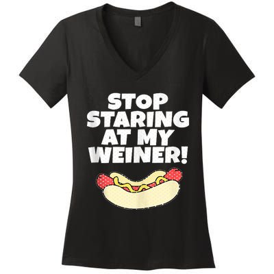 Adult Humor Funny Hot Dog Women's V-Neck T-Shirt