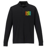 Aloha Hawaiian Flower Hawaii Vacation Performance Long Sleeve Polo