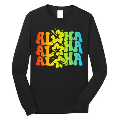 Aloha Hawaiian Flower Hawaii Vacation Long Sleeve Shirt