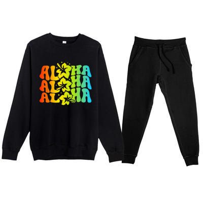 Aloha Hawaiian Flower Hawaii Vacation Premium Crewneck Sweatsuit Set