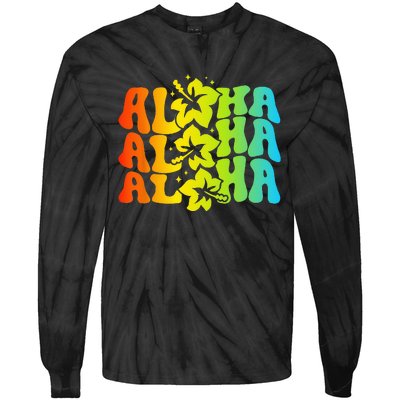 Aloha Hawaiian Flower Hawaii Vacation Tie-Dye Long Sleeve Shirt