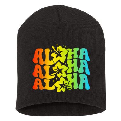 Aloha Hawaiian Flower Hawaii Vacation Short Acrylic Beanie