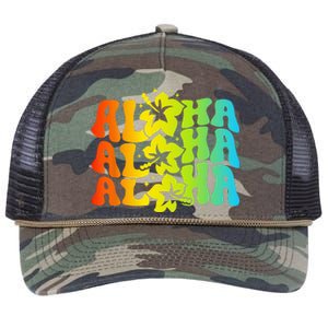 Aloha Hawaiian Flower Hawaii Vacation Retro Rope Trucker Hat Cap