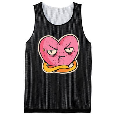 Angry Heart Funny Mesh Reversible Basketball Jersey Tank