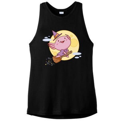 Axolotl Halloween Flying Witch Ladies PosiCharge Tri-Blend Wicking Tank