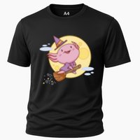 Axolotl Halloween Flying Witch Cooling Performance Crew T-Shirt