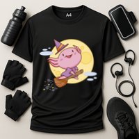 Axolotl Halloween Flying Witch Cooling Performance Crew T-Shirt