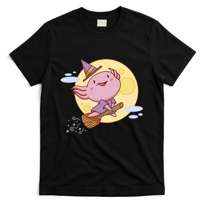 Axolotl Halloween Flying Witch T-Shirt