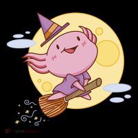 Axolotl Halloween Flying Witch T-Shirt