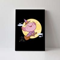 Axolotl Halloween Flying Witch Canvas