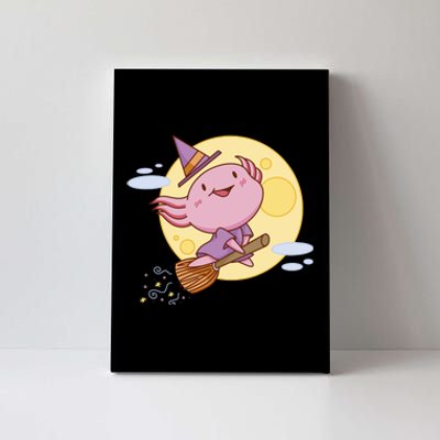 Axolotl Halloween Flying Witch Canvas