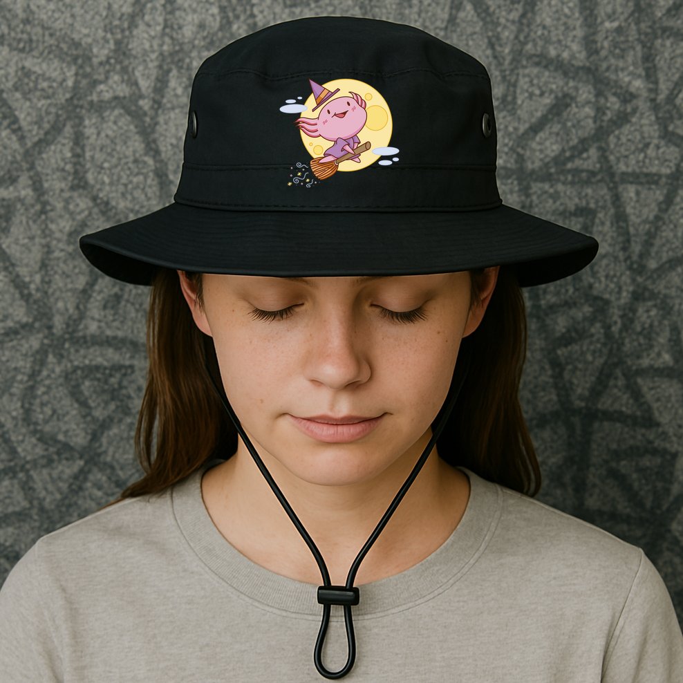 Axolotl Halloween Flying Witch Bucket Hat