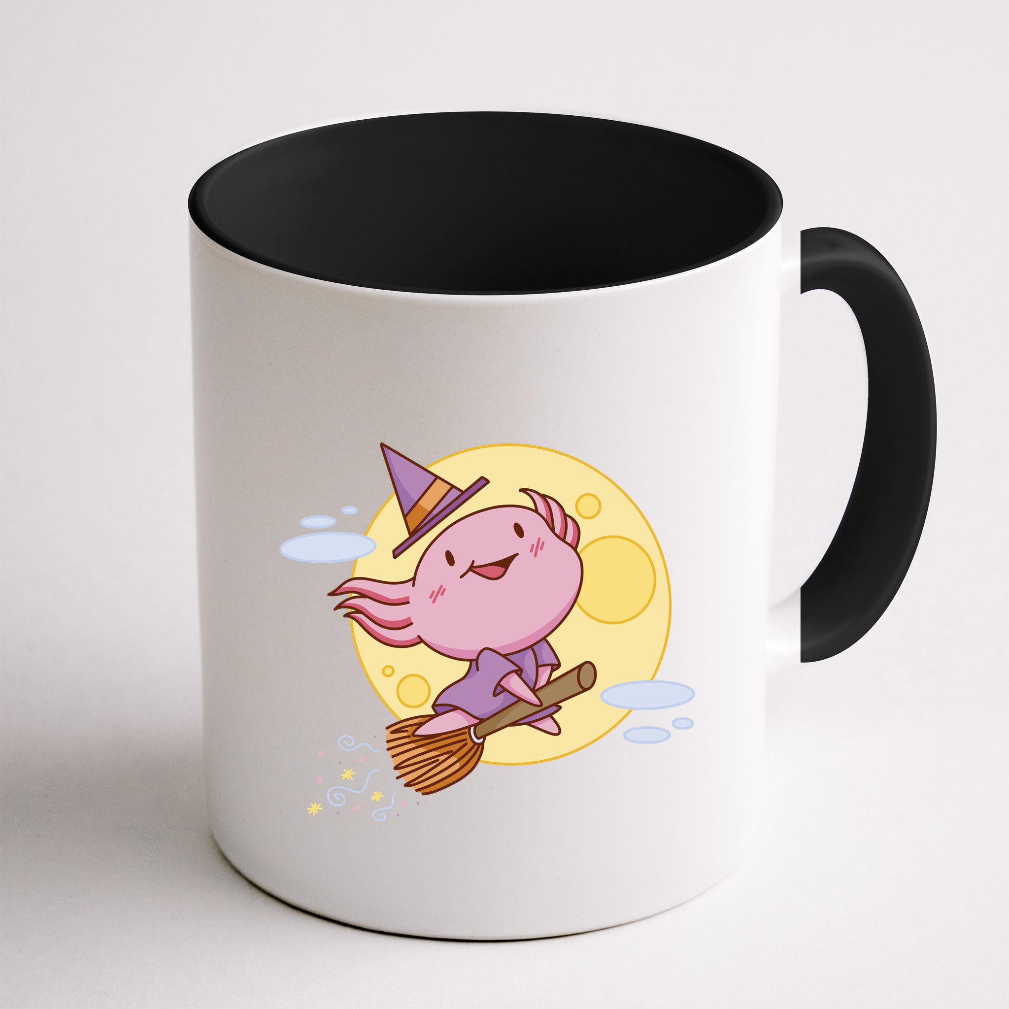Axolotl Halloween Flying Witch Mug