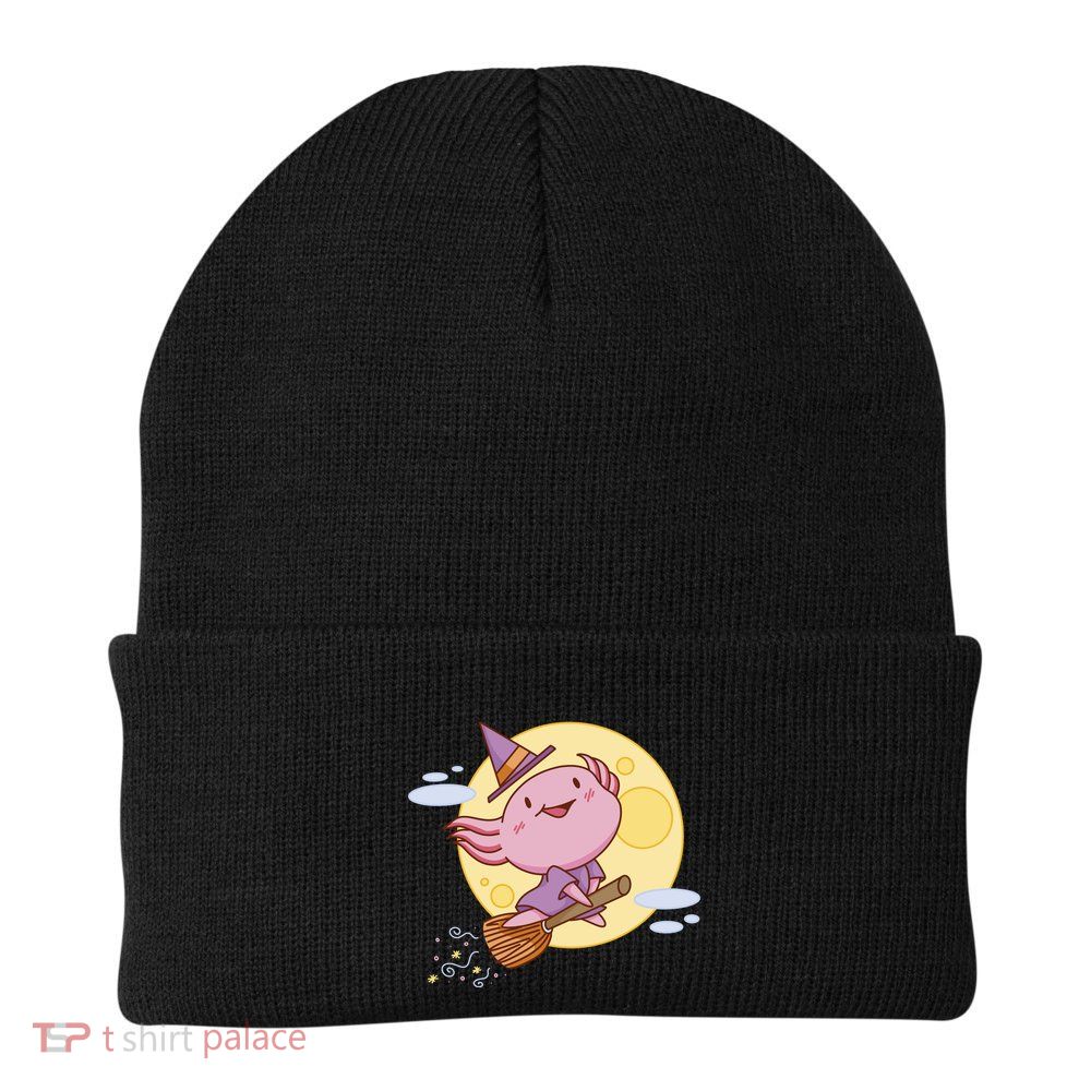 Axolotl Halloween Flying Witch Beanie