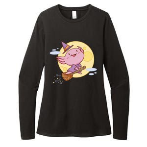 Axolotl Halloween Flying Witch Womens CVC Long Sleeve Shirt