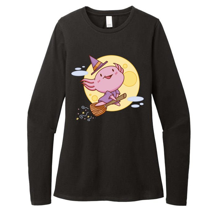 Axolotl Halloween Flying Witch Womens CVC Long Sleeve Shirt