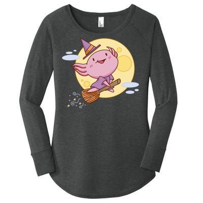 Axolotl Halloween Flying Witch Women's Perfect Tri Tunic Long Sleeve Shirt