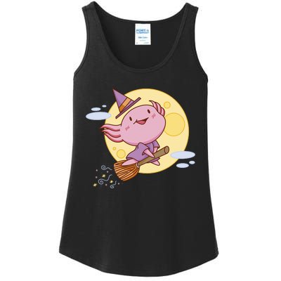 Axolotl Halloween Flying Witch Ladies Essential Tank