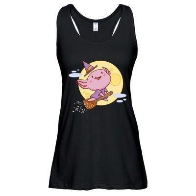 Axolotl Halloween Flying Witch Ladies Essential Flowy Tank