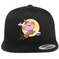 Axolotl Halloween Flying Witch Flatbill Hat
