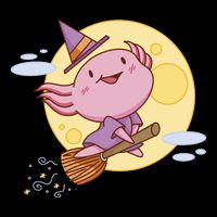 Axolotl Halloween Flying Witch Flatbill Hat