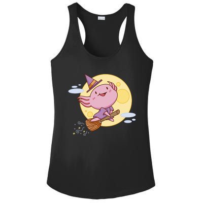 Axolotl Halloween Flying Witch Ladies PosiCharge Competitor Racerback Tank