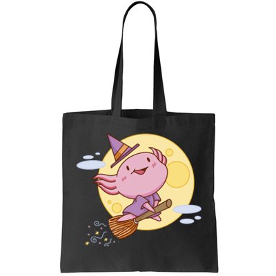 Axolotl Halloween Flying Witch Tote Bag