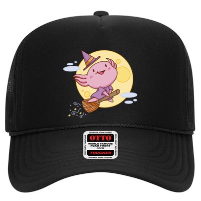 Axolotl Halloween Flying Witch Trucker Hat
