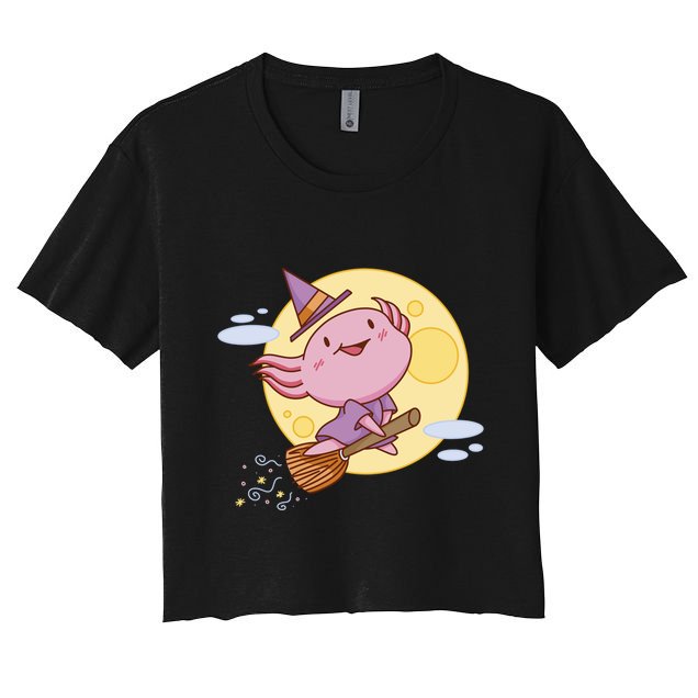 Axolotl Halloween Flying Witch Crop Top