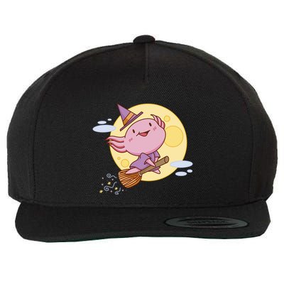 Axolotl Halloween Flying Witch Wool Snapback Cap
