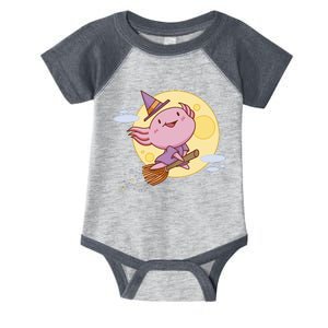 Axolotl Halloween Flying Witch Infant Baby Jersey Bodysuit