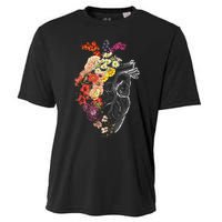 Anatomical Heart Flowers Nurse Rn Nursing Cooling Performance Crew T-Shirt