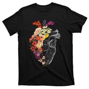 Anatomical Heart Flowers Nurse Rn Nursing T-Shirt