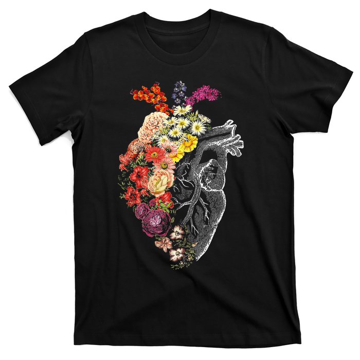 Anatomical Heart Flowers Nurse Rn Nursing T-Shirt