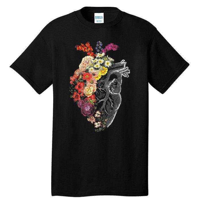 Anatomical Heart Flowers Nurse Rn Nursing Tall T-Shirt