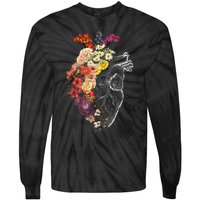 Anatomical Heart Flowers Nurse Rn Nursing Tie-Dye Long Sleeve Shirt