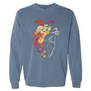 Anatomical Heart Flowers Nurse Rn Nursing Garment-Dyed Sweatshirt