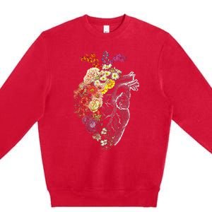 Anatomical Heart Flowers Nurse Rn Nursing Premium Crewneck Sweatshirt