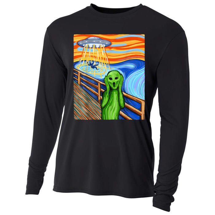 Alien Humor Funny Alien Lover Funny UFO Believe In Aliens Cooling Performance Long Sleeve Crew