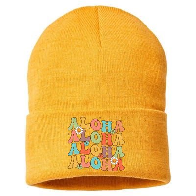 Aloha Hawaiian Flower Hawaii Vacation Sustainable Knit Beanie