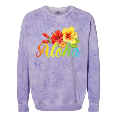 Aloha Hawaiian Flower Hawaii Vacation Colorblast Crewneck Sweatshirt