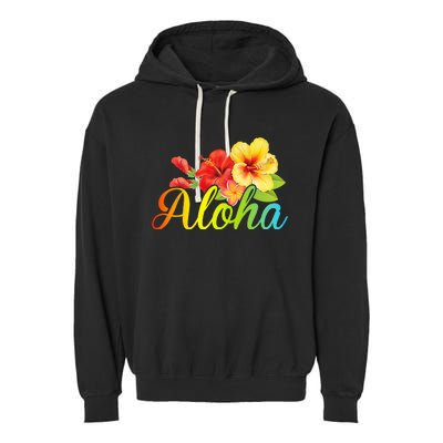 Aloha Hawaiian Flower Hawaii Vacation Garment-Dyed Fleece Hoodie