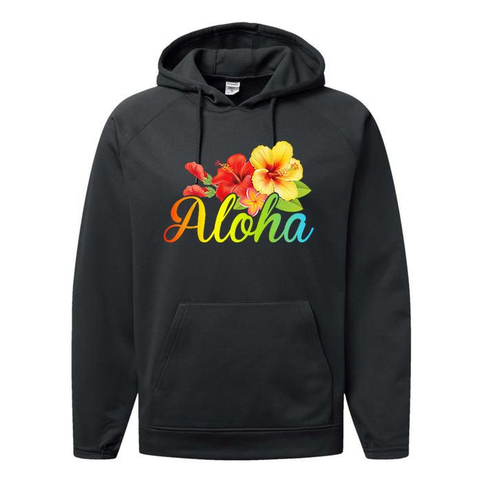 Aloha Hawaiian Flower Hawaii Vacation Performance Fleece Hoodie