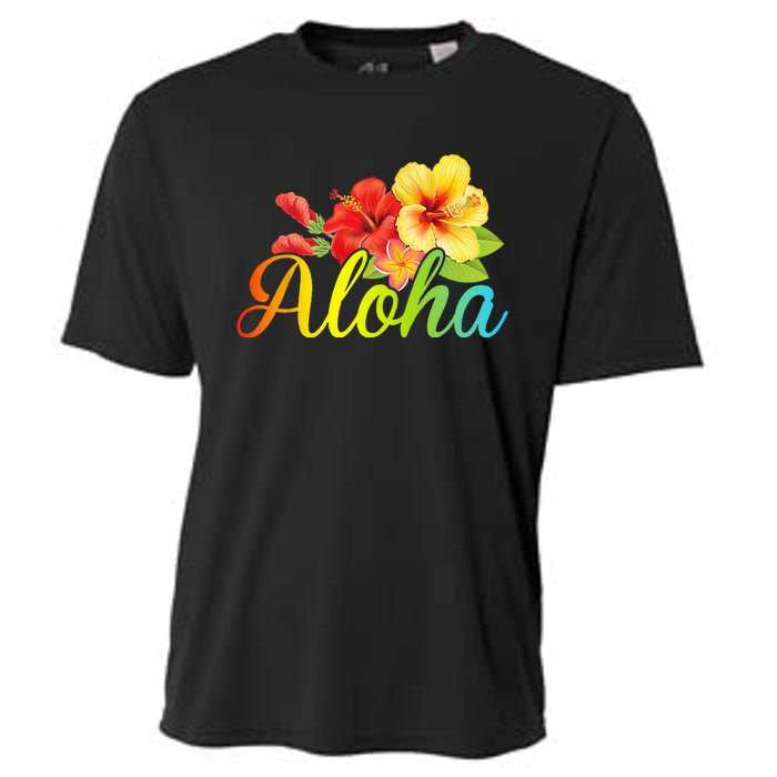 Aloha Hawaiian Flower Hawaii Vacation Cooling Performance Crew T-Shirt