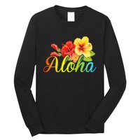 Aloha Hawaiian Flower Hawaii Vacation Long Sleeve Shirt