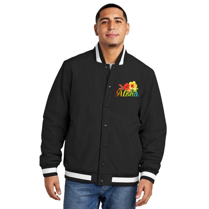 Aloha Hawaiian Flower Hawaii Vacation Insulated Varsity Jacket