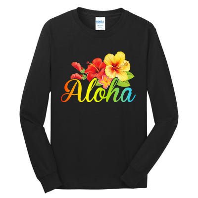 Aloha Hawaiian Flower Hawaii Vacation Tall Long Sleeve T-Shirt