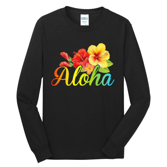 Aloha Hawaiian Flower Hawaii Vacation Tall Long Sleeve T-Shirt